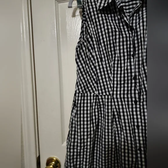 Who What Wear Black White Gingham Sleeveless Button Down Shirt Dress M - Picture 4 of 11